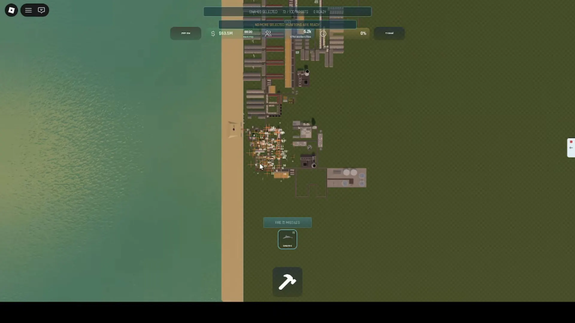 72 selected targets, 0 ready and Fire 72 button in this particular raid. Not a controlled matchup.